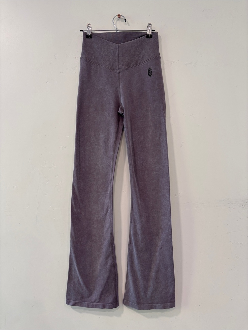 Free People Plush Velvet Flared Joggers in Gray